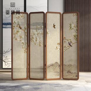 酒店遮挡家用卧室茶室实木折屏 屏风折叠移动隔断客厅简约现代中式