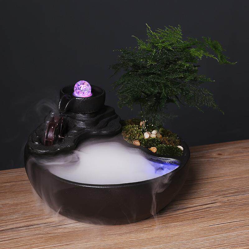 桌面循环泉韵流水鱼缸摆件公司客厅水景自动摆件水泵工艺品办