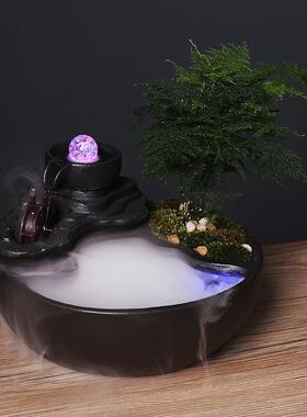 桌面循环泉韵流水鱼缸摆件公司客厅水景自动摆件水泵工艺品办