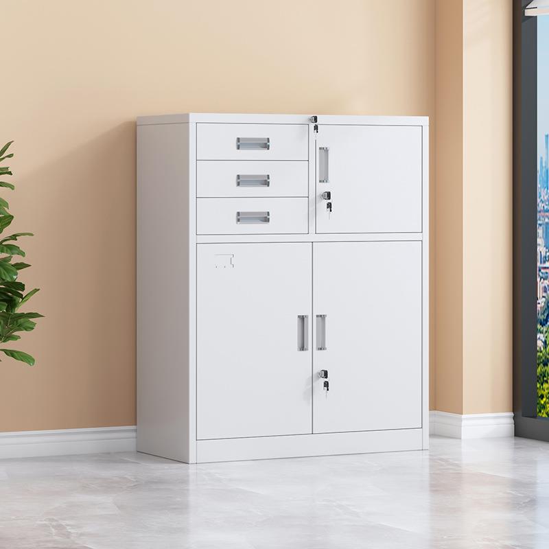 办公室三斗保文件柜铁皮书柜收纳柜财务凭证档案资料带锁储物柜子