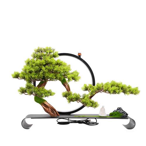 崖柏迎客松盆景微景观摆件禅意空间新中式客厅玄关软装艺术品摆设