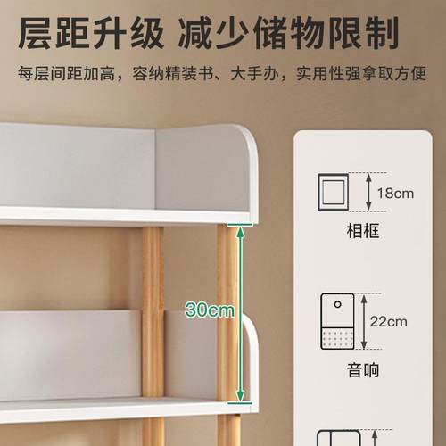 层红可移动小网书架简易书桌旁桌边带轮G601BG6物架置落地多书本