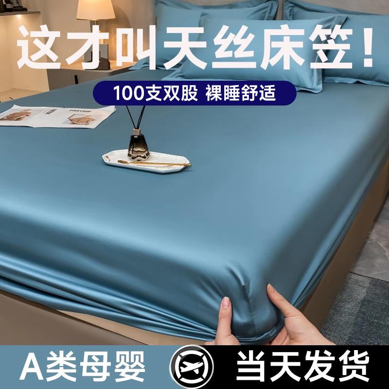 A类2025新款100支夏季天丝床笠单件床垫套保护套冰丝床罩防尘罩
