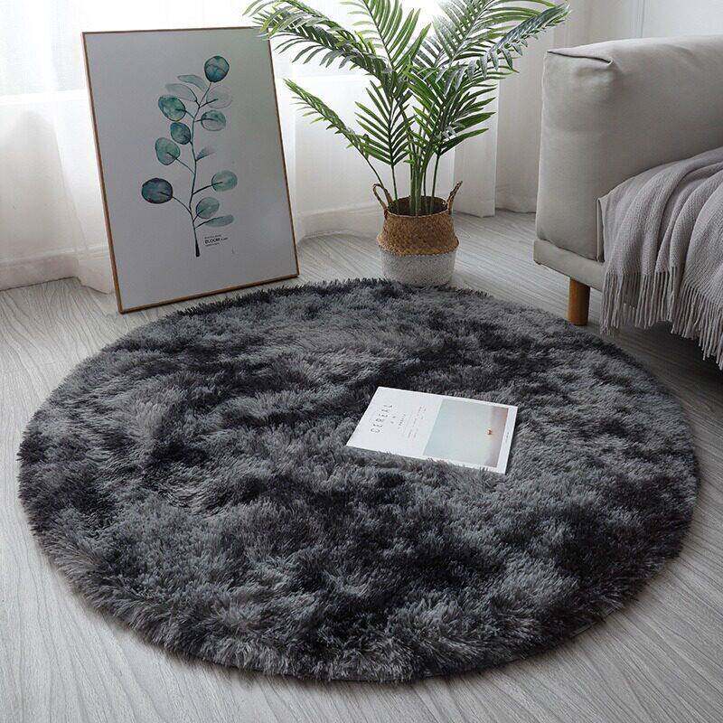丝毛纯色地毯长毛绒圆形地垫吊篮椅垫瑜伽垫卧室床边毯衣帽间脚垫
