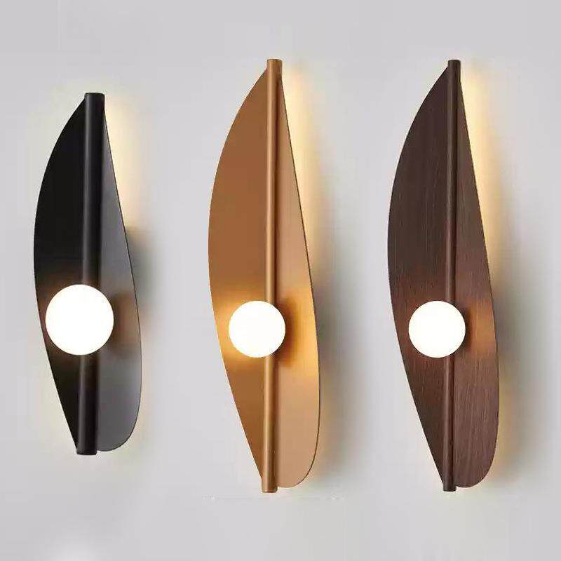 亚马逊跨境芭蕉树叶墙壁灯现代黑色金色卧室楼梯酒店客房床头灯