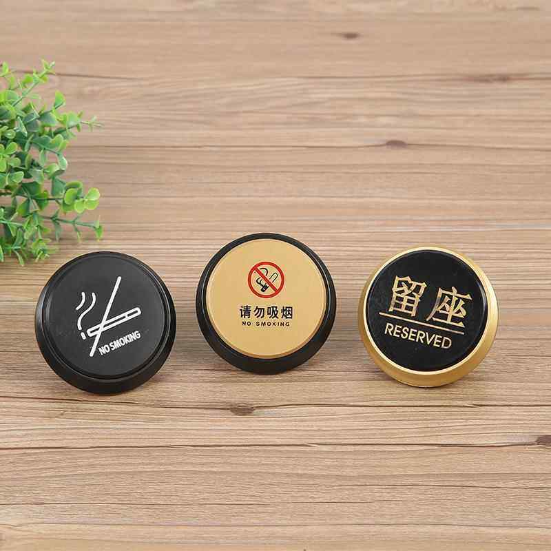 商务活动展销会禁止吸烟警示标识牌圆形可拆卸塑料标签桌面摆台