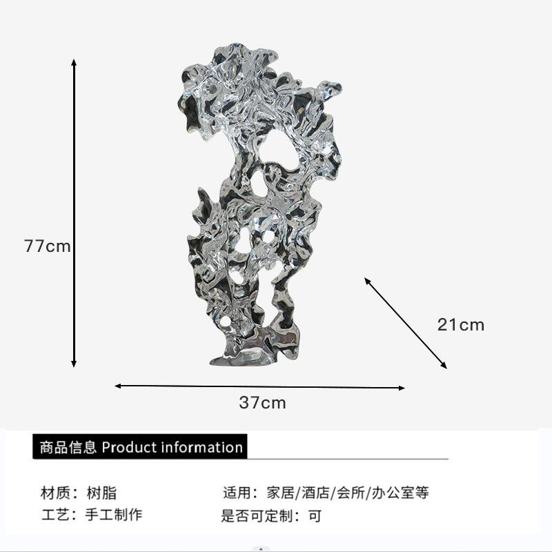 现代轻奢玄关摆件透明雕塑酒店客厅售楼处落地太湖石艺术树脂工艺