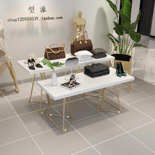 服装 店展示桌欧展示架铁艺桌长方形实北木子岛64台高低中组合流水