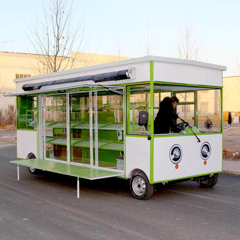 多功能小吃车房车电动四轮流动摆摊瓜果蔬菜售货车水果蔬菜售货车