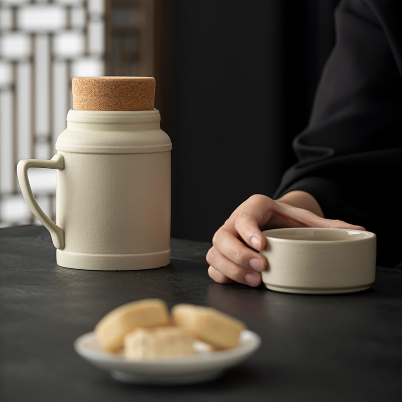 粗陶小暖壶杯子马克杯带盖中式陶瓷水杯保温瓶泡茶办公杯定制logo