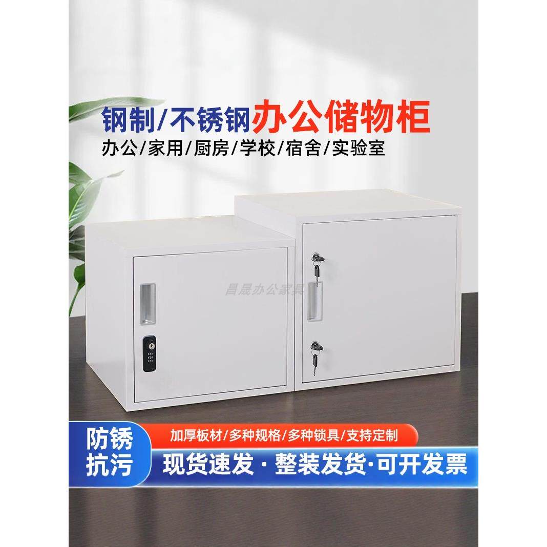 钢制不锈钢矮柜带锁储物柜双层收纳柜留样柜密码防盗柜桌面文件柜