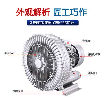 120w单叶轮高压漩涡风机工业曝气高压离心风机增氧池塘养殖增氧机