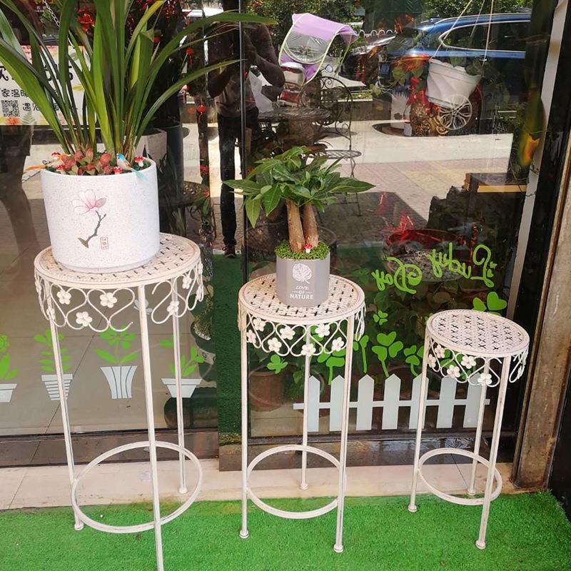铁艺做旧花架阳台绿萝花盆托架庭院花店落地式多层花凳田园风花架
