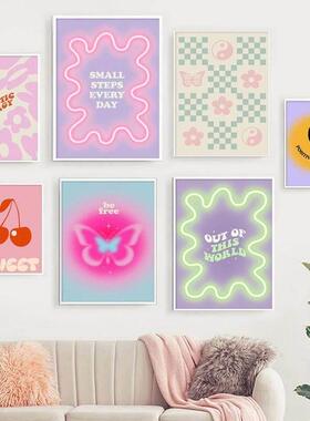 Colorful Pastel Canvas Painting Aesthetic Poster Wall Decor