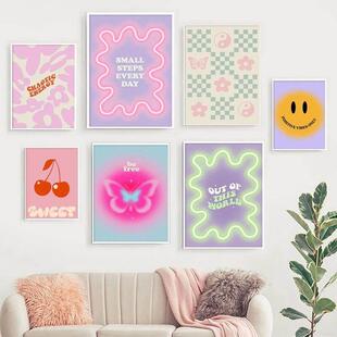 Colorful Pastel Canvas Painting Aesthetic Poster Wall Decor