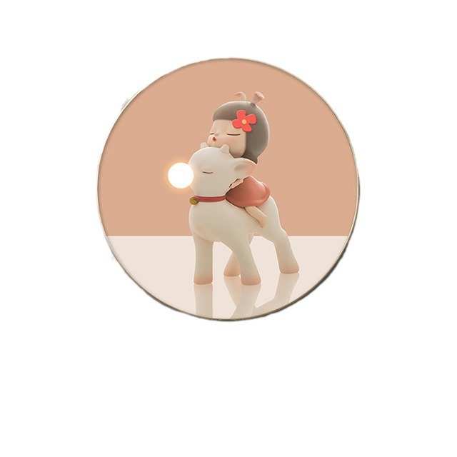 卧室心卡通粉色床头超可爱萌挂画房画少女儿童北欧圆形简约装饰画图片