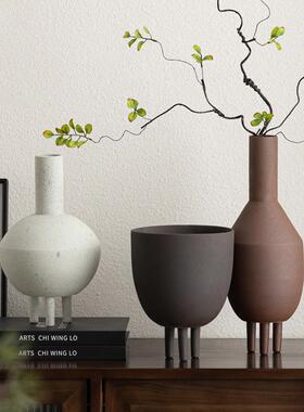 艺贝子 侘寂中古风高级感小众艺术陶瓷花瓶软装饰品摆件酒店民宿