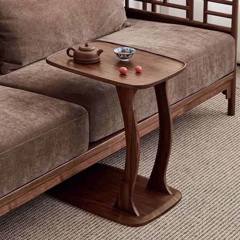 北美黑胡桃木加岩边几简约全实木沙发边桌床边小桌子茶几家用简约