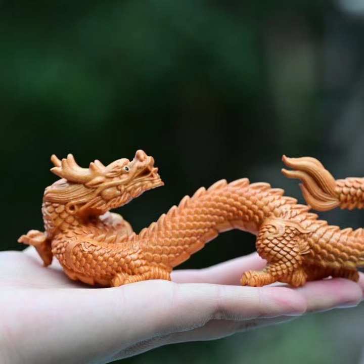 正宗小叶黄杨木雕刻生肖龙祥龙龙年雕刻摆件木制工艺品家居装饰品