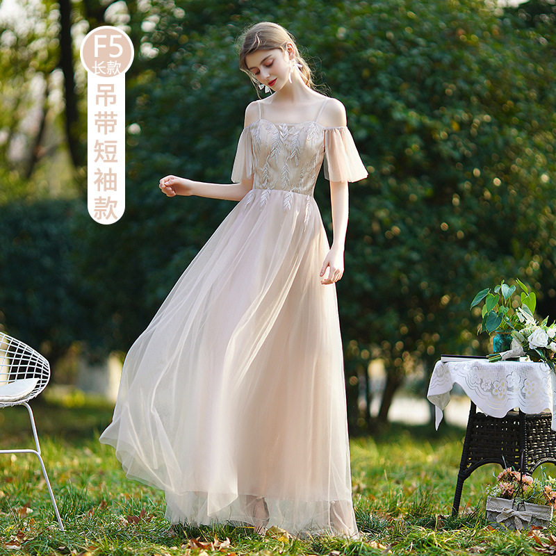 香槟色伴娘服主持简约日常可穿伴娘服礼服裙修身多款闺蜜晚礼显瘦图片