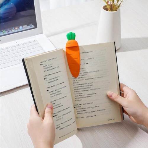 创意办公3D立体胡萝卜造型书签趣味新奇特学生阅读书页夹分页器