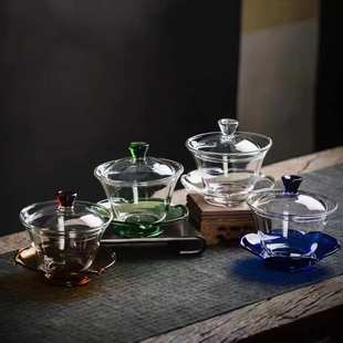 高硼硅玻璃盖碗三才碗茶杯大号泡茶碗 家用茶杯功夫茶具分茶器