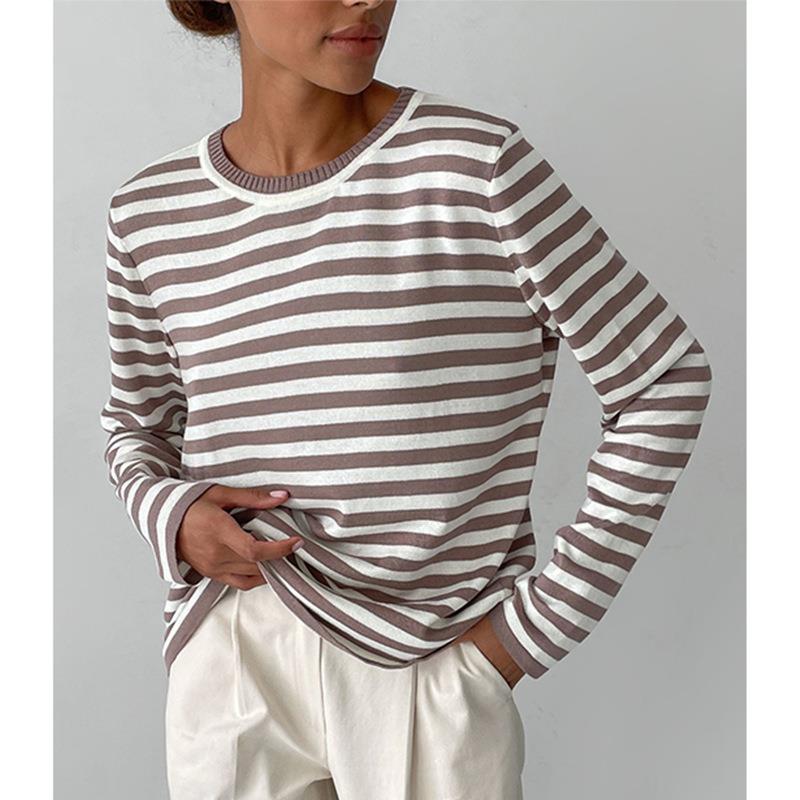 women sweater pullover striped retro classic versatile