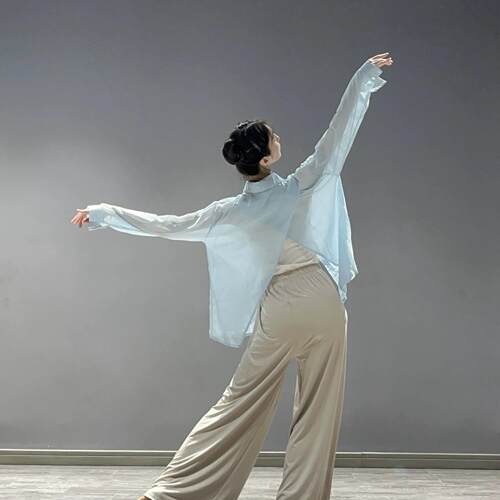现代舞古典舞蹈服飘逸纱衣中国舞练功服女身韵仙气开衫衬衫演出服