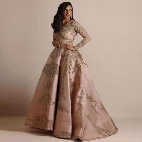 Gilding Long Sleeve Dress Banquet Sexy Evening Dress Formal