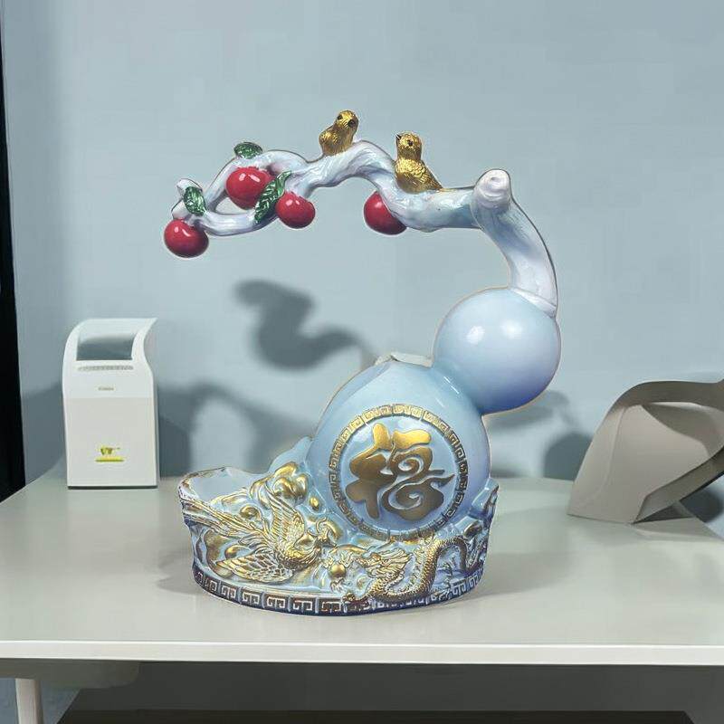 新款葫芦摆件红酒架树脂工艺品客厅家居酒柜装饰品中式现代玄关乔
