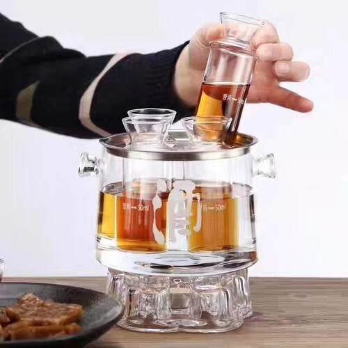 家用耐热玻璃温酒器黄酒分酒器白酒热酒壶烫酒暖酒器日式酒具套装