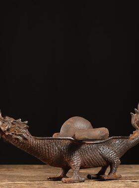 铁器仿古纯铁祥龙药捻子复古陈设摆件家居饰品装饰摆设收藏品包邮