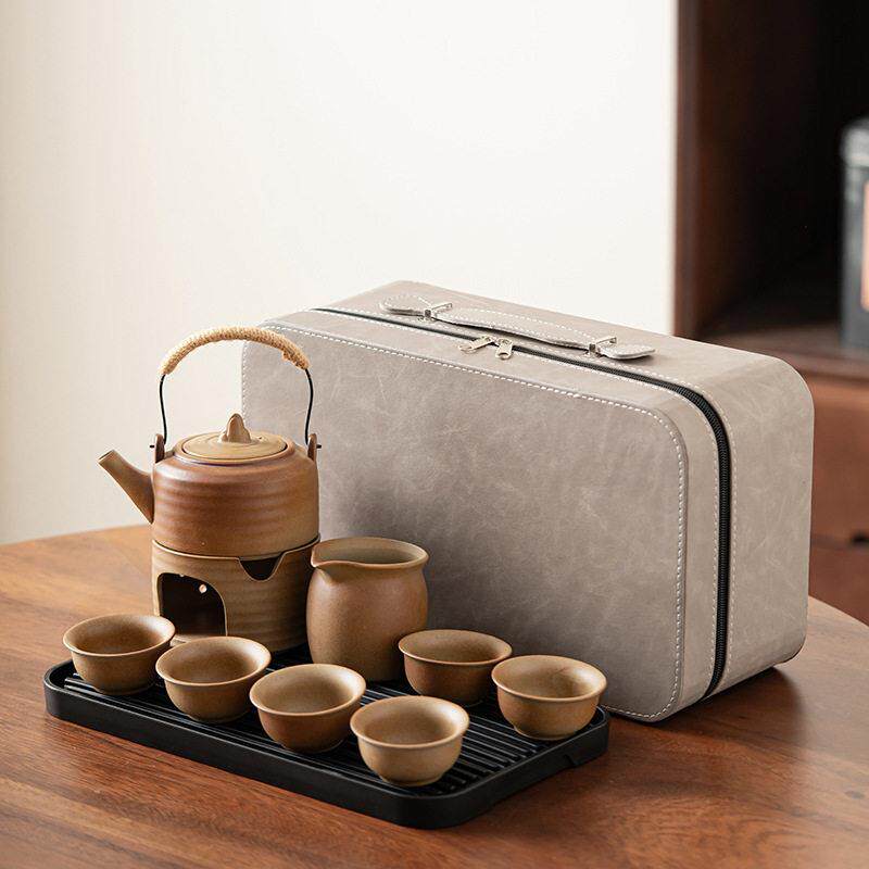 新款蜡烛加热温茶壶功夫旅行茶具套装露营煮茶便携式暖茶壶温酒壶