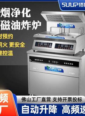 升降油炸炉台式电炸炉商用双缸油烟净化油炸锅商业炸串薯条炸炉