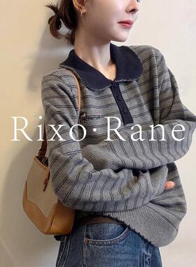 法国Rixo Rane 高颜出行法式撞色条纹长袖针织衫慵懒小众毛衣女