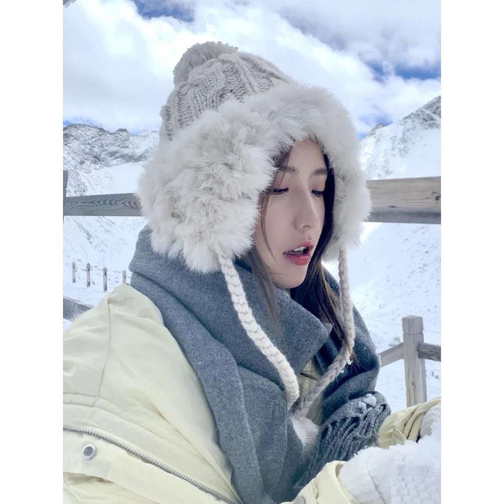 东北哈尔滨旅游加厚保暖兔毛帽子女款户外雪乡长白山漠河冬季防寒