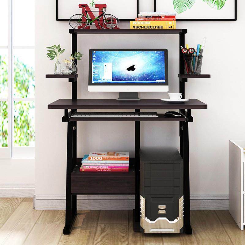 电脑台式桌带打印机一体70cm长准小型书桌可放二层架子微型窄