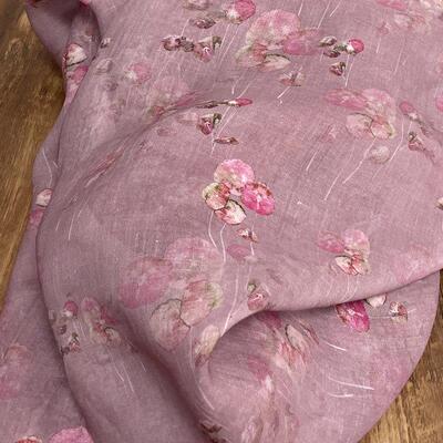 中式复古宽松苎麻印花汉服布料休闲衬衫旗袍面料手工麻料 倾语