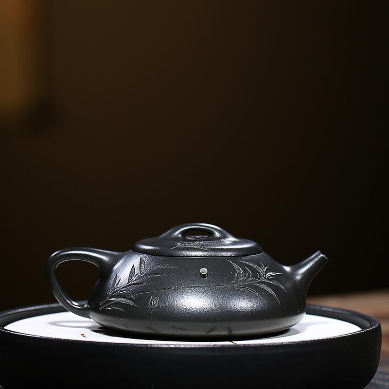 兴紫石砂壶原矿黄料汉棠石瓢名家手壶绘刻宜字MH9K茶壶茶具