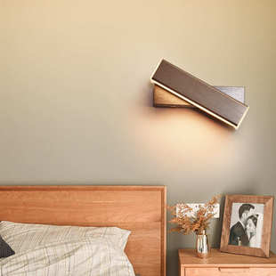 北欧卧室床头灯壁挂灯现代简约三色变光旋转室内LED墙壁灯厂家