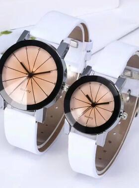 Durable Couple Lover Watches Quartz Dial Clock PU Leather Wr