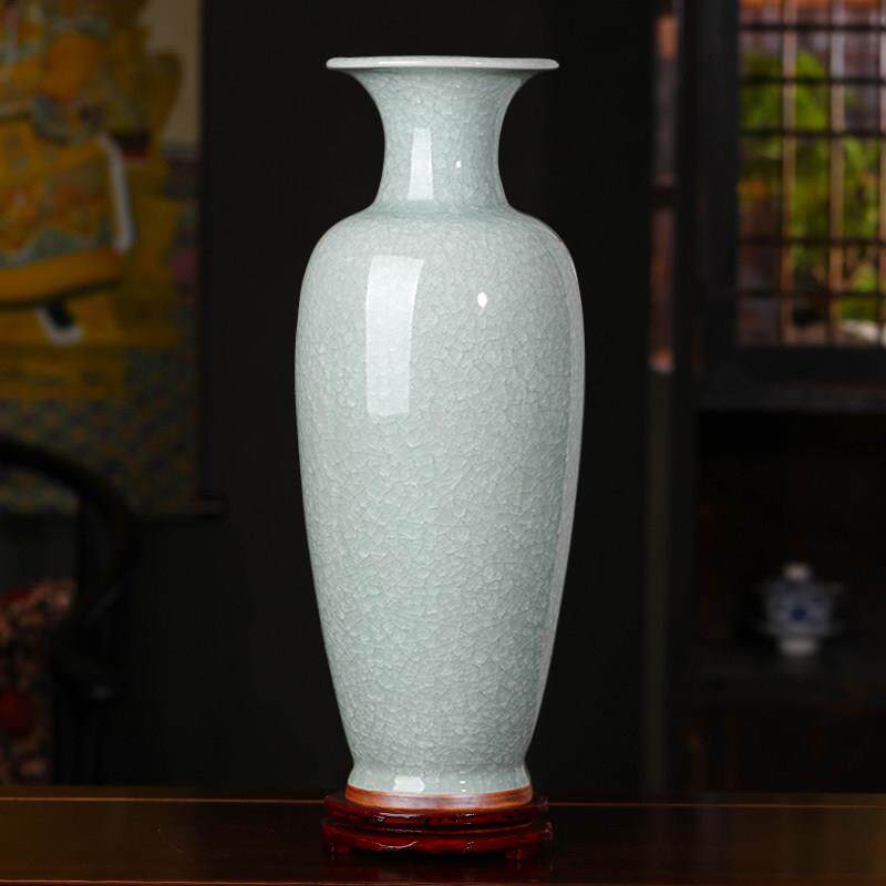 景德镇陶瓷器 彷古钧瓷裂纹釉白冰片花瓶 现代客厅家居装饰品摆件