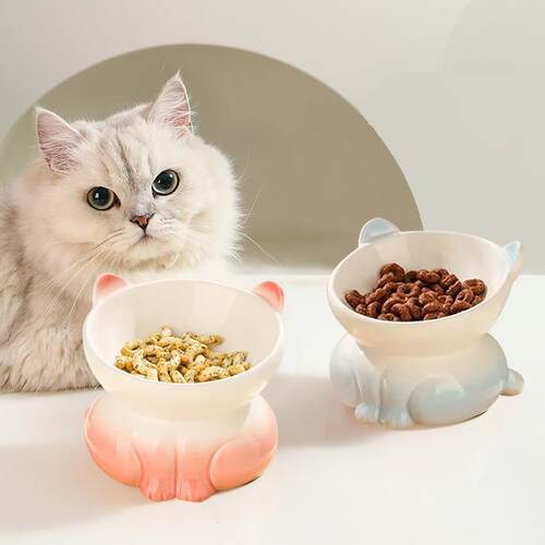 亚马逊出口陶瓷猫碗猫咪碗猫食盆宠物碗狗狗碗宠物用品猫粮猫饭碗
