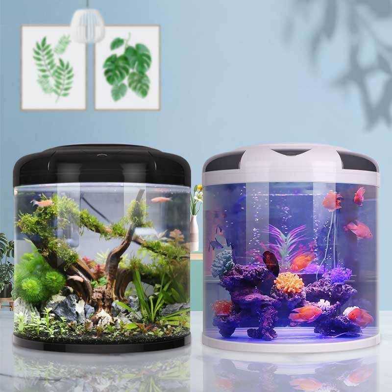 鱼缸客厅半圆水族箱圆柱小型形免换水金鱼缸现代风家用带柜落地,宠物/宠物食品及用品,桌面缸,淘宝优惠券,粉丝福利购,淘宝优惠卷