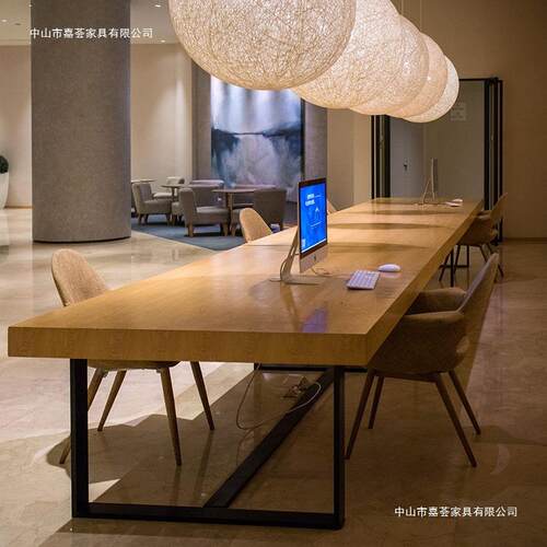 实木见描述会议桌长简桌代约办公桌工现业风长组条大桌子loft洽谈