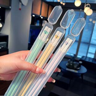 便携式爱心筷子情侣套装家用上班外出随身携带方便一人专用筷子盒