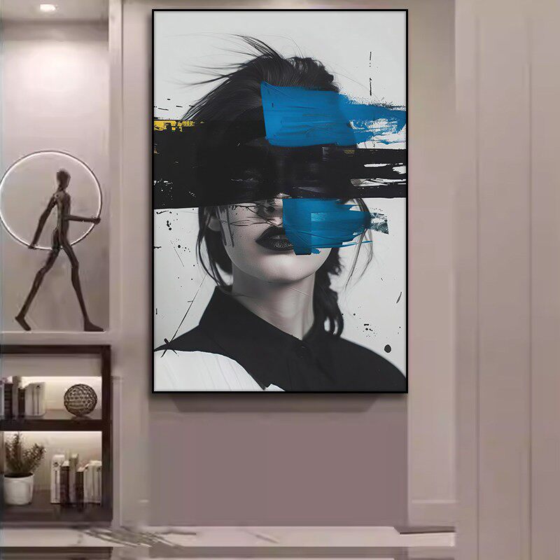 现代抽象潮流挂画 画小众艺术美发造型理髲店装饰画 画美容院高级
