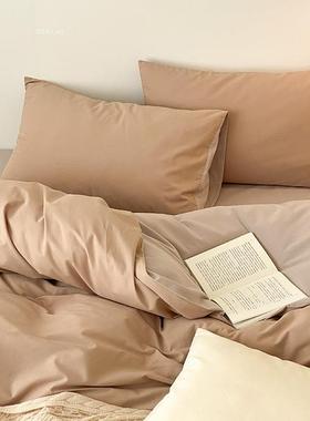 约纯色件双拼60全棉磨毛四件套秋简冬ACFL类加支厚床上用品宿舍三