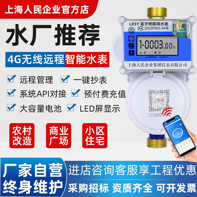 上海人民企业4G物联网远程智能预付费水表出租房家用商用立式电子