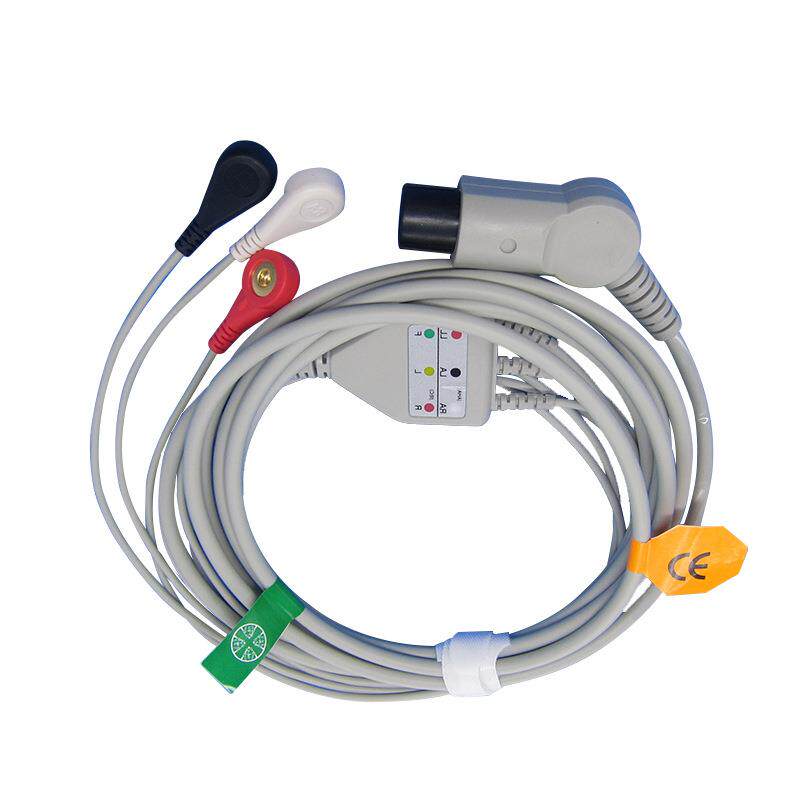 兼容科曼监护仪心电导联线一体三导扣式